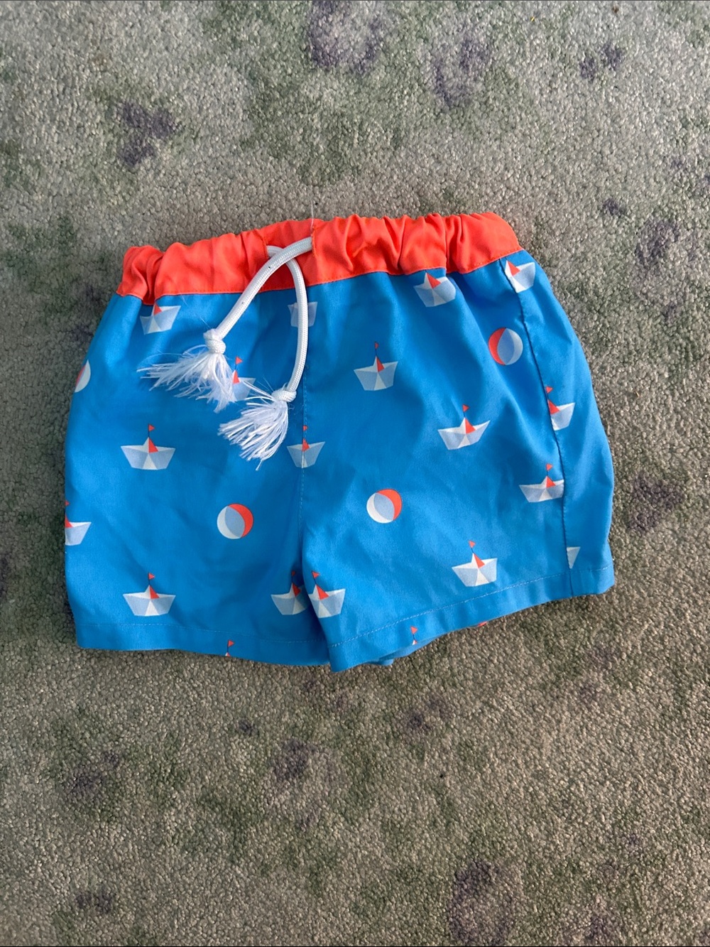 Jacadi Blue Swim Shorts with Orange Waistband size 12m